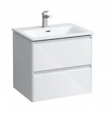 Laufen Palace Комплект мебели 600х450х545 мм., с раковиной Slim, 2 ящика, органайзер для ящика, ручка анодированный алюминий, подвесной, цвет белый глянцевый. 8.6070.2.261.104.1