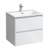Laufen Palace Комплект мебели 600х450х545 мм., с раковиной Slim, 2 ящика, органайзер для ящика, ручка анодированный алюминий, подвесной, цвет белый глянцевый. 8.6070.2.261.104.1
