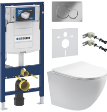 Комплект Унитаз подвесной AQUATEK Европа AQ1900-00 безободковый + Крепления Geberit Duofix 111.815.00.1 к стене + Шумоизоляция 156.050.00.1 + Инсталляция UP 320 111.300.00.5 + Кнопка Sigma 01 115.770.21.5 хром
