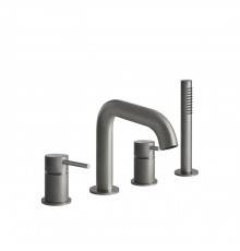 Gessi Bath316 Смеситель для ванны на 4 отверстия, с переключателем, изливом и шлангом 1,50 м, цвет: шлифованная сталь, цвет: шлифованная сталь. 54037#239