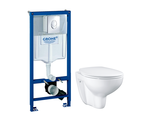 Комплект Унитаз подвесной Grohe Bau Ceramic 39351000 безободковый, альпин-белый + Инсталляция Rapid SL 38721001 3 в 1 с кнопкой смыва Комплект Унитаз подвесной Grohe Bau Ceramic 39351000 безободковый, альпин-белый + Инсталляция Rapid SL 38721001 3 в 1 с кнопкой смыва