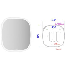 AQ AUR0206AH Aura_A Зеркало 600х600х30 мм, светодиодная подсв., сенсорный выкл., антизапотевание AUR0206AH