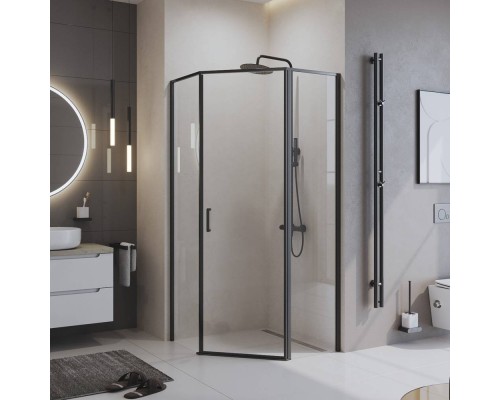 Душевой уголок BelBagno Uno 195 P 1 100 C Nero профиль черный, стекло прозрачное