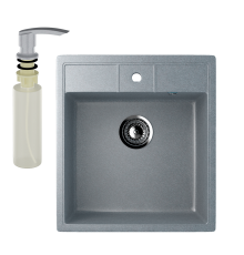Мойка кухонная Ulgran U-406 342 графитовая + дозатор U-02 графит