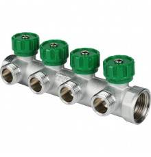 Коллектор распределительный FAR 1 , проходной, хромированный, 4 отвода 3/4  ЕК (FK 3824 134)