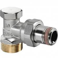 Вентиль OVENTROP Combi 2, угловой, DN-15, 3/4, 1/2, Н ЕК-Н, PN, бар-10, T°C -от +2 до +120, латунь, никелированный, НГ со штуцером, предварительная настройка, отключение (1091072)