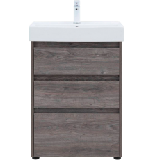 Тумба с раковиной Aquanet Nova Lite 60 напольная, дуб рошелье, 3 ящика