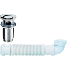 Комплект Wirquin Senzo 30719168 хром, с донным клапаном 30723417, с переливом