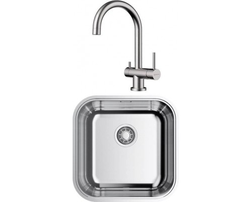 Комплект Мойка кухонная Omoikiri Omi 44-U/IF-IN Quadro нержавеющая сталь + Смеситель Yamada BN нержавеющая сталь