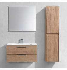 Мебель для ванной комнаты Vincea Chiara 2D 80, 2 ящика, натуральный дуб, с белой раковиной