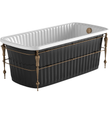 Ванна из искусственного камня Migliore Olivia 24381 175x80 см, отдельностоящая, с ножками, со сливом-переливом, черная, фурнитура бронза