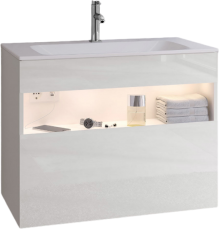 Тумба под раковину Keuco Stageline 32862 80 см, с подсветкой, розеткой и точкой зарядки USB и USB-C, белая