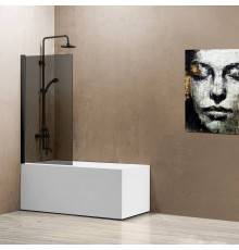 Шторка на ванну Vincea VSB-11800CGB 80 см, профиль чёрный, стекло тонированное