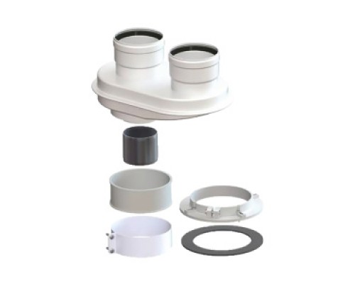 Дымоходы моно Комплект дымохода, адаптер Gekon 60/100х80/80 мм (хомут, фланец, проставка 60 мм), Алюминий GKD 60100/80