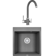 Комплект Мойка кухонная Granula 5102, графит + Смеситель 2168, графит