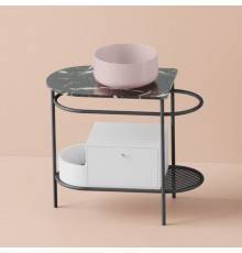 Artceram Flair 3.0 Металлическая консоль с раковиной, 85х46х75.5см., напольная, с выдвижным ящиком и мраморной столешницей, цвет: черный матовый/Pink. COL001 33 00,  ACA067 17,  ACM037 05,  TFA009 90