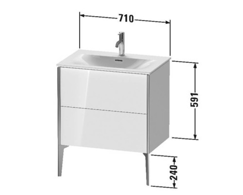 Duravit XViu Тумба подвесная 71x48x59.1см, с раковиной, 2 ящика, цвет: walnut dark/черный матовый. 2344730000,  XV971500000,  XV43010B221