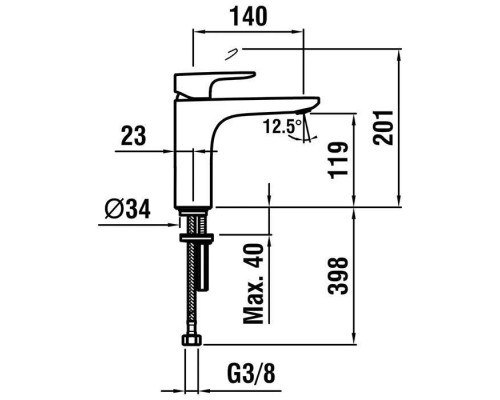 Laufen Cityplus Смеситель для раковины, 1 отв., с донным клапаном, цвет: хром. 3.1175.1.004.120.1