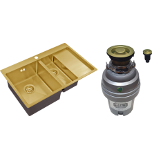 Комплект Мойка Zorg Inox PVD SZR 5178-2-L bronze + Измельчитель ZR-75 D BRONZE