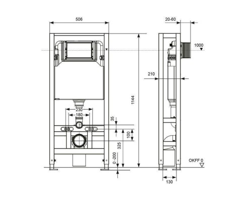 TECEspring Застенный модуль для унитаза с двойной рамой (без панели смыва). S500393 TECEspring Застенный модуль для унитаза с двойной рамой (без панели смыва). S500393