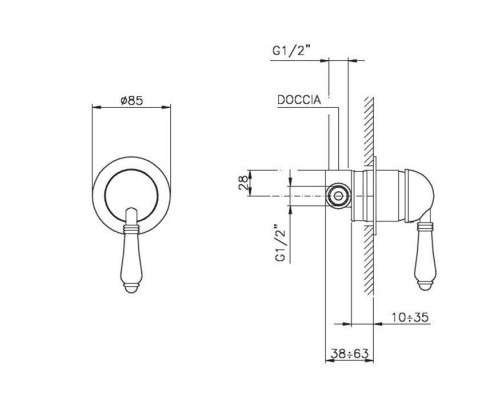Nicolazzi El Capitan Встраиваемый смеситель для душа, 1 источник, цвет: raw brass. 3406MOG76 Nicolazzi El Capitan Встраиваемый смеситель для душа, 1 источник, цвет: raw brass. 3406MOG76