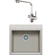 Комплект Мойка кухонная Polygran Argo 560 серая + Смеситель Kaiser Decor 40144-5 серебро