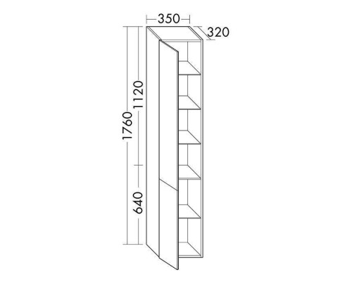 Burgbad Yumo Шкаф подвесной 35x32x176 см, цвет: серый. HSKE035LF3194