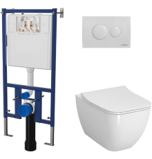Комплект Унитаз подвесной VitrA Shift 7742B003-0075 белый глянцевый + Крышка DIWO Шифт 0405 с микролифтом + Инсталляция 4501 + Кнопка 7310 белая