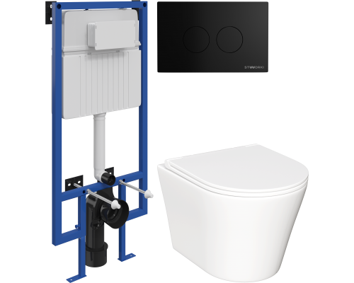 Комплект Унитаз подвесной Ceramicanova Forma CN3011 с микролифтом + Инсталляция STWORKI + Кнопка Хельсинки 500471 черная матовая