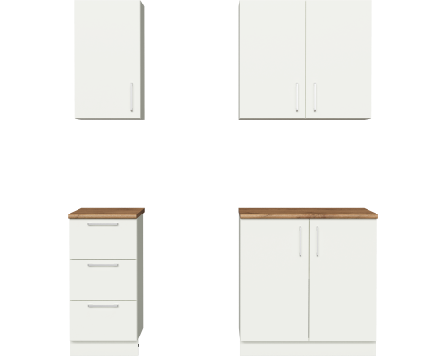 Кухонный гарнитур Domaci Болонья 180 см, фасад белый, ручка хром, столешница дуб вотан KUH-708289