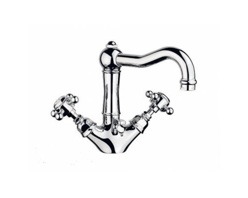 Nicolazzi Half Dome Смеситель для раковины с 2мя ручками, на 1 отв., с донным клапаном, излив 165мм, цвет: хром. 1432CR70