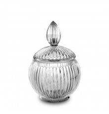 3SC Elegance Баночка универсальная, D=12/h18 см, с крышкой, настольная, цвет: прозрачный хрусталь/хром. EL49ACRSL