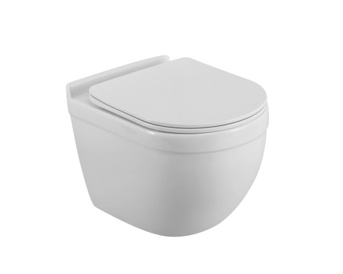 Унитаз подвесной BelBagno Senso-Tor BB017CH-TOR/SC безободковый, с микролифтом, смыв торнадо, белый глянцевый