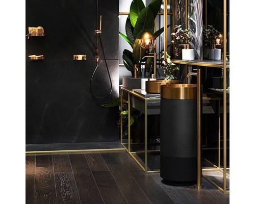 Gessi 316 Раковина 40x90 см, без отв., напольная, отдельностоящая, с сифоном, слив в пол, цвет: Warm bronze brushed PVD. 54601#726,  54603#850