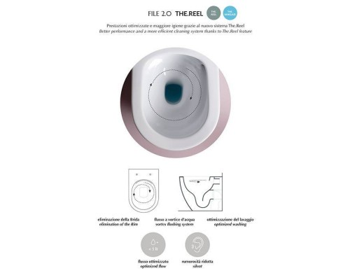 Artceram File 2.0 Унитаз напольный 37х52см, безободковый, слив универсальный, турбо смыв the.reel, saniglaze, цвет: белый матовый. FLV007 05 00