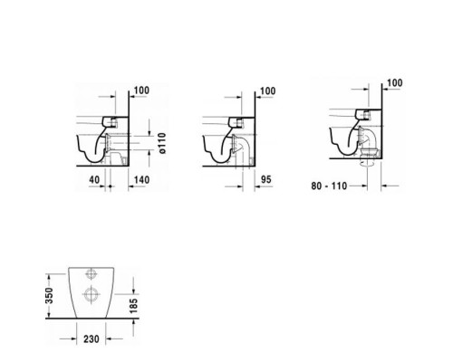 Duravit Happy D.2 Унитаз напольный 36.5x57см, пристенный вариант, для независимого подключения воды, с вертикальным смывом, включая крепление, сток горизонтальны. 2159090000