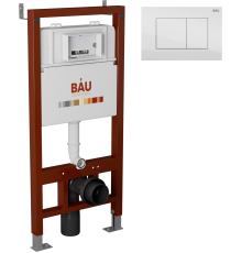 Система инсталляции для унитазов Bauedge Pro + Кнопка смыва Bauedge Stil белый глянец