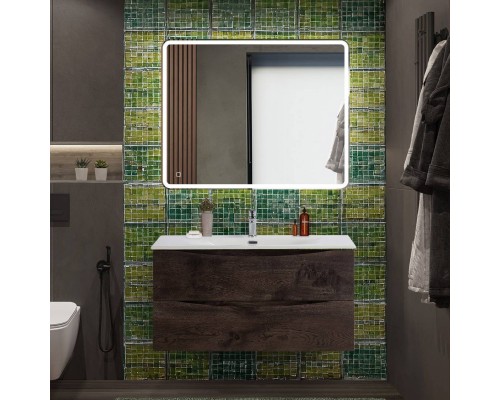 Мебель для ванной комнаты BelBagno Marino-cer-n 100 подвесная, rovere nature grigio