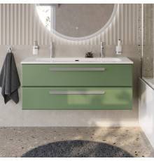Тумба с раковиной Cezares Eco Cer-N 120, фисташковый софт, раковина Eco 120-1-2, ручки серые