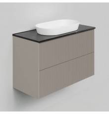 Тумба под раковину со столешницей La Fenice Terra Twin 100 подвесная, cappuccino, столешница черный мрамор