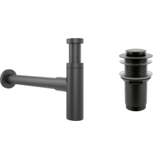 Комплект Wellsee Drainage System 182120002 с донным клапаном без перелива, матовый черный