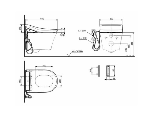 TOTO GP Унитаз подвесной 54x38x33.5cм, TORNADO, смыв 4,5л, CeFiONtect, c cиденье-вошлет, цвет: белый. CW553Y,  TCF34120GEU