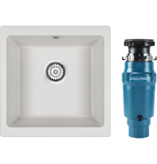 Комплект Мойка кухонная Paulmark Brilon PM104546-WH белый + Измельчитель Intenso I-400