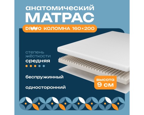 Матрас DIWO Коломна 160х200, анатомический, беспружинный