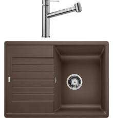 Комплект Мойка кухонная Blanco Zia 45 S Compact 524730 кофе + Смеситель Ambis-S 523119