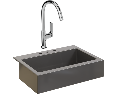 Комплект Мойка кухонная Domaci Сиена 50186-112 с 3 отверстиями, антрацит + Смеситель STWORKI HDA4228XH2