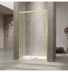 Душевая раздвижная дверь-купе в нишу PA-114Gb профиль золото браш 1400