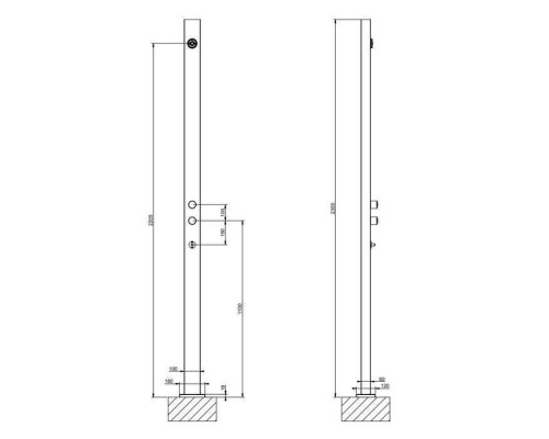 Gessi Outdoor Душевая стойка для установки на улице, напольная, на 2 выхода, без ручек, ручного душа и верхнего душа, цвет: Black XL. 63207#299 Gessi Outdoor Душевая стойка для установки на улице, напольная, на 2 выхода, без ручек, ручного душа и верхнего душа, цвет: Black XL. 63207#299