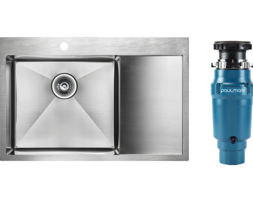 Комплект Мойка кухонная Paulmark Kroner PM217851-BSL брашированная нержавеющая сталь L + Измельчитель Intenso I-400