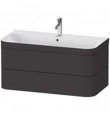 Duravit Happy D.2 Plus Комплект мебели 97.5х49х46.8см, 2 ящ, с 1 отв для смес, в компл.с сиф и донным клап, раковина bi-color, подвесной, цвет: графит супермат. HP4638O8080